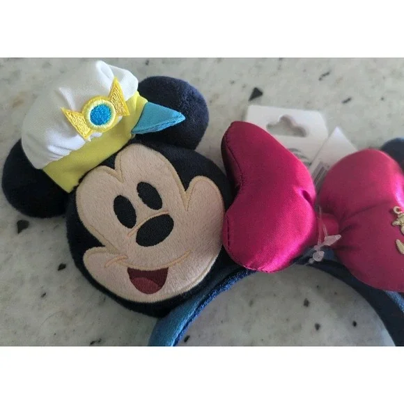 NWT!! Disney Cruise Line DCL Captain Mickey & Minnie Mouse Plush Ears Headband - Picture 3 of 7